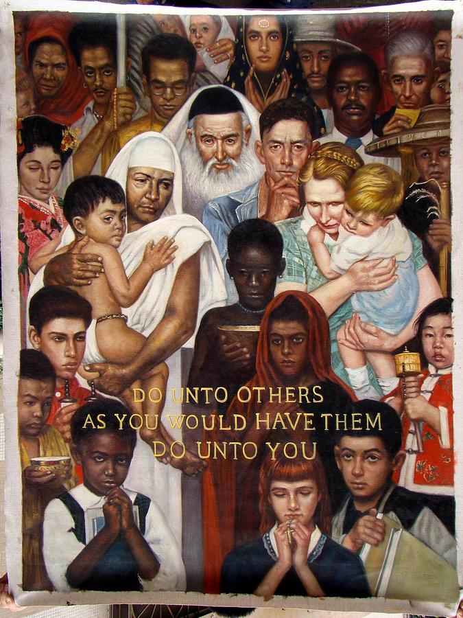 The Golden Rule 1961 Of Norman Rockwell Oil Painting Reproduction ...