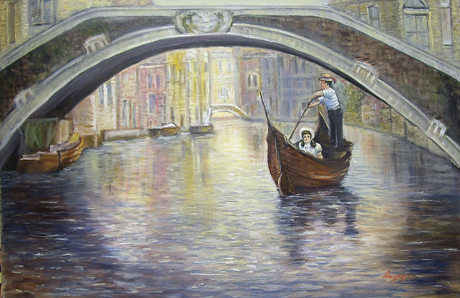 The Gondolier Venice Italy Painting by Katalin Luczay