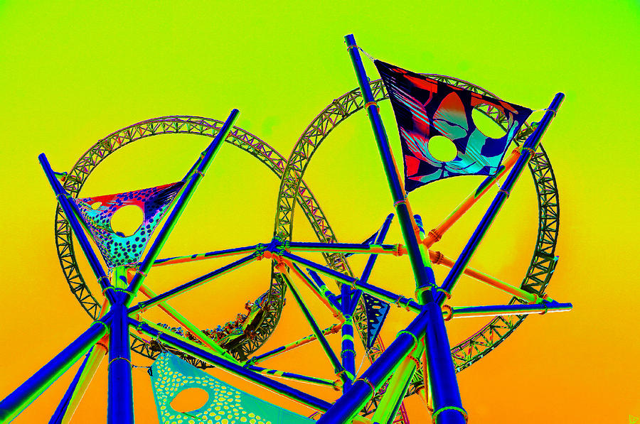 Flag Painting - The Great Amusement Park Ride by David Lee Thompson