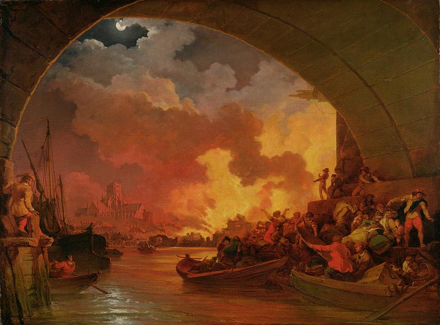 London Photograph - The Great Fire of London by Philip James de Loutherbourg