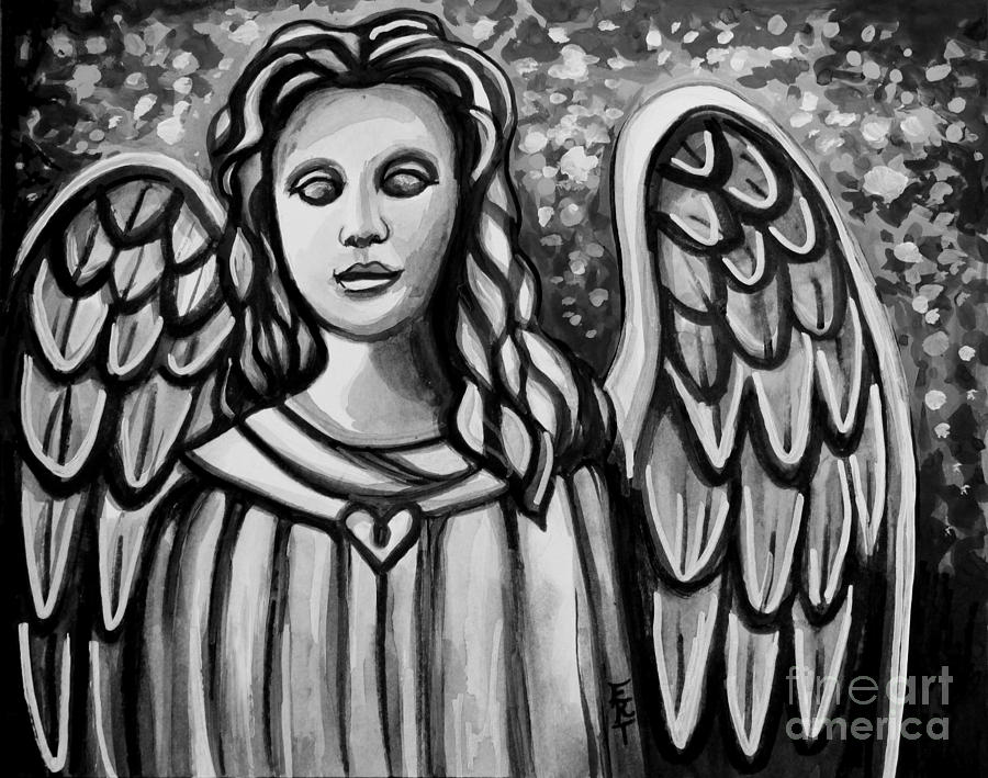 The Guardian Angel - In Black and White Painting by Elizabeth Robinette Tyndall