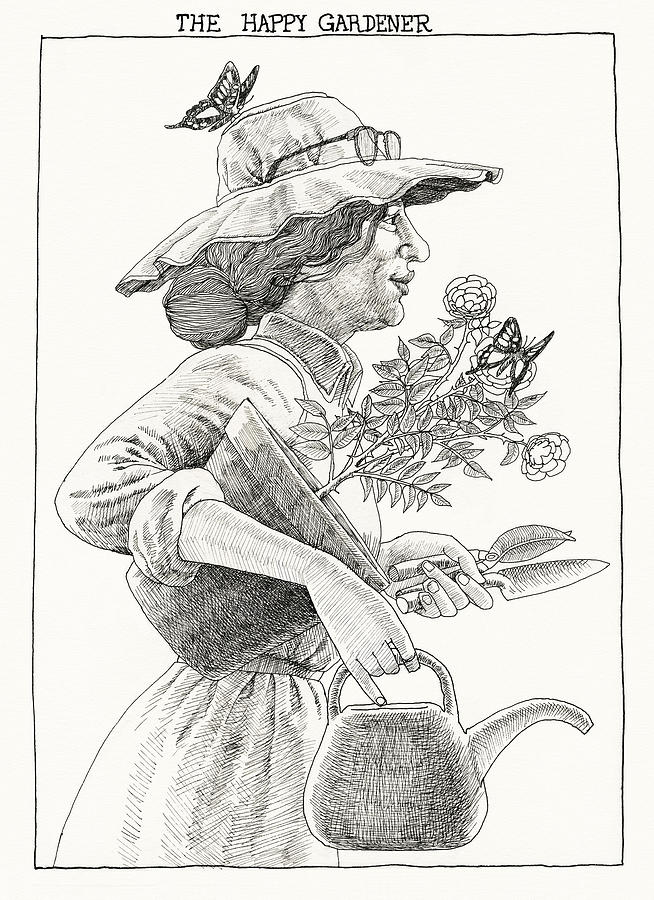 The Happy Gardener Drawing by Jonathan Day Fine Art America