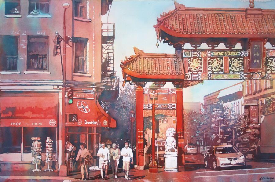 Chinatown Painting - The Harmony Gate by Leslie Redhead Chinatown Painting - The Harmony Gate by Leslie Redhead
