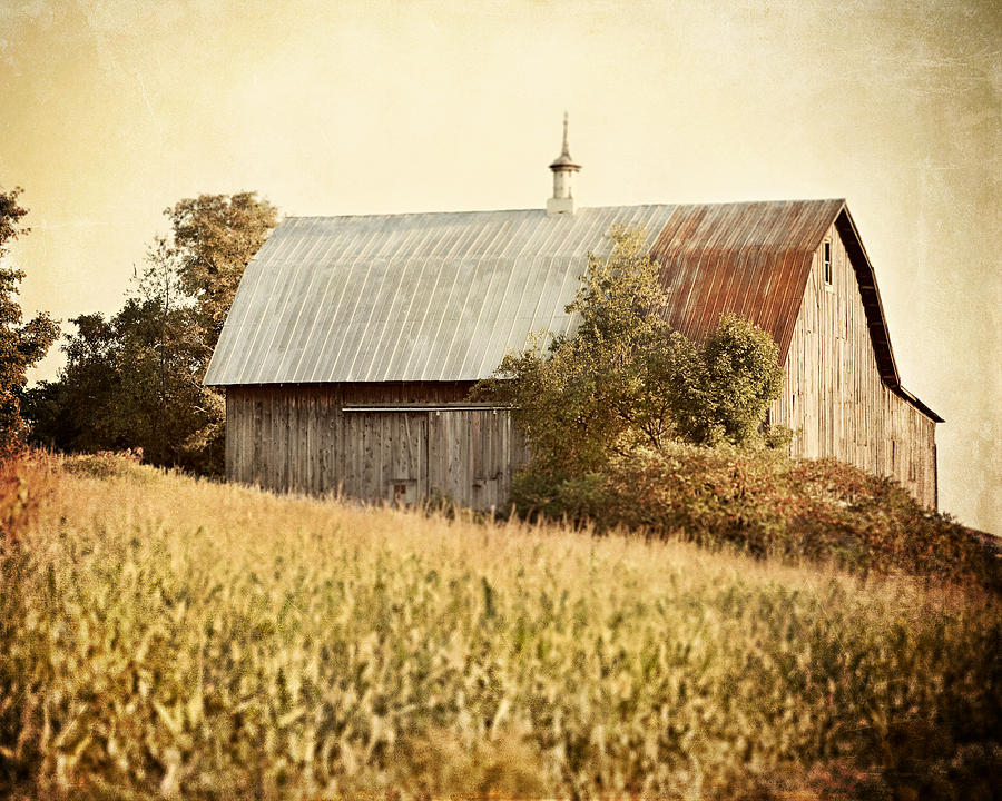 Sunset Photograph - The Harvest Barn by Lisa R