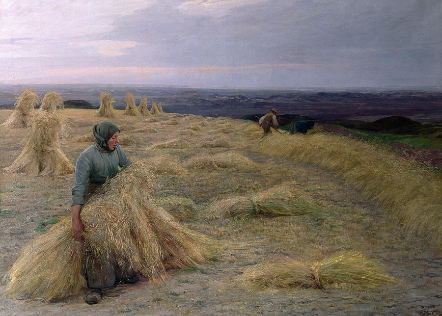 Larsen Painting - The Harvesters Svinklov Viildemosen Jutland by Knud Larsen
