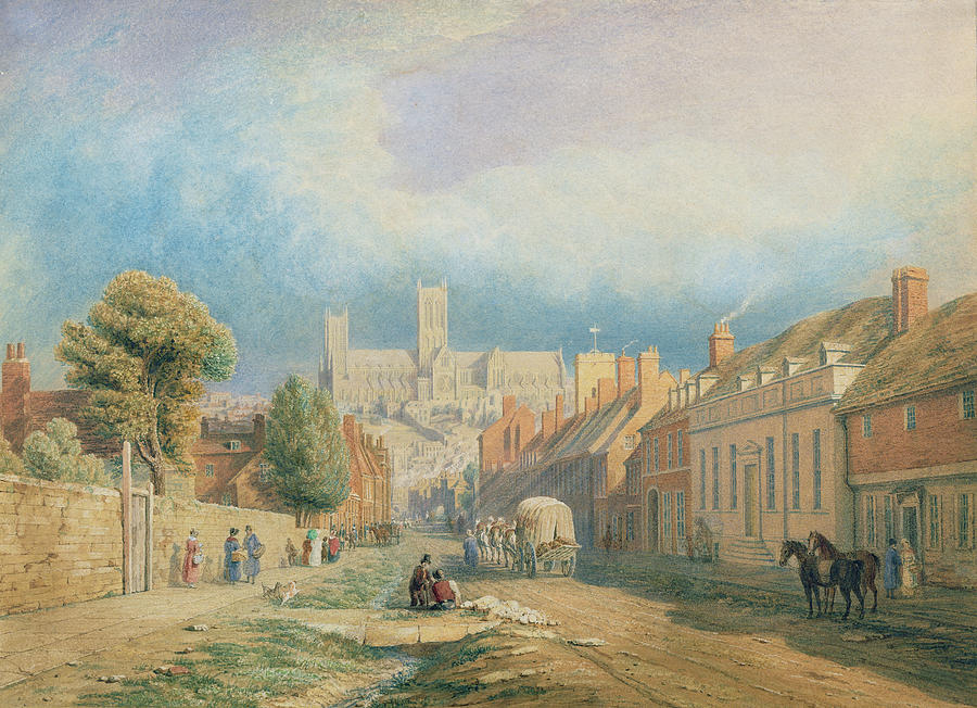Horse Painting - The High street Lincoln  by Thomas Kearnan