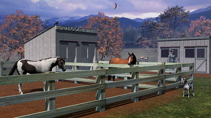 The Horse Corral Digital Art by Walter Colvin