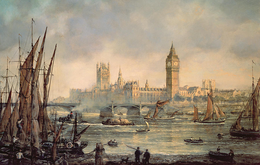 The Houses of Parliament and Westminster Bridge Painting by Richard Willis