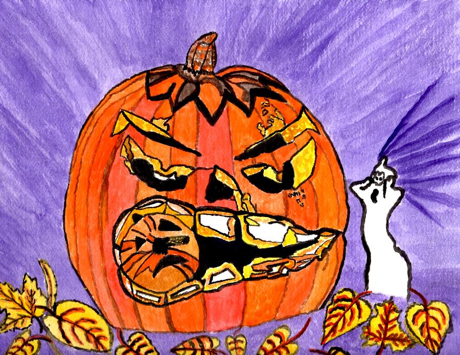 The Hungry Punkin Painting by Connie Valasco