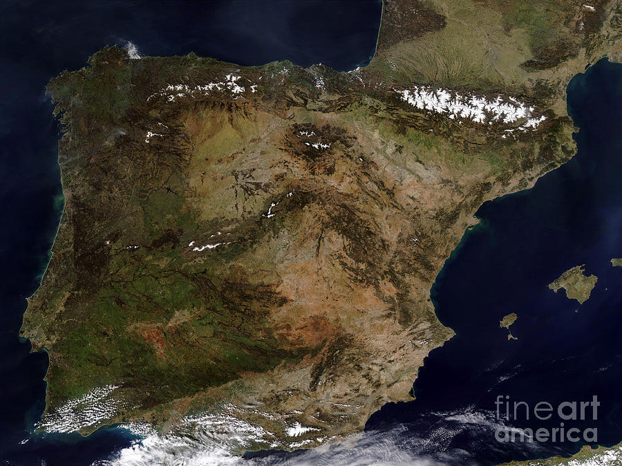 Space Photograph - The Iberian Peninsula by Stocktrek Images