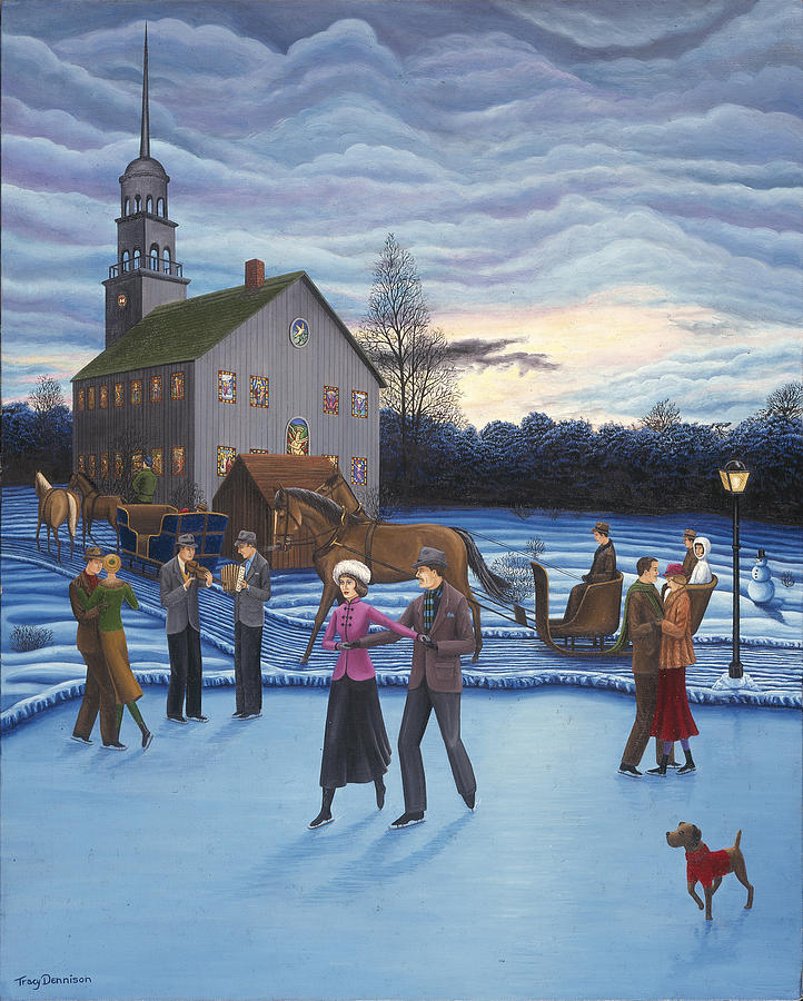 The Ice Skaters Painting by Tracy Dennison