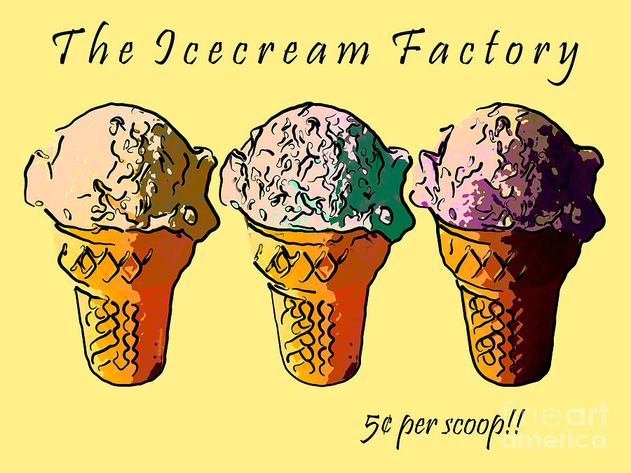 Ice Cream Photograph - The Icecream Factory . 3 Cents Per Scoop by Wingsdomain Art and Photography