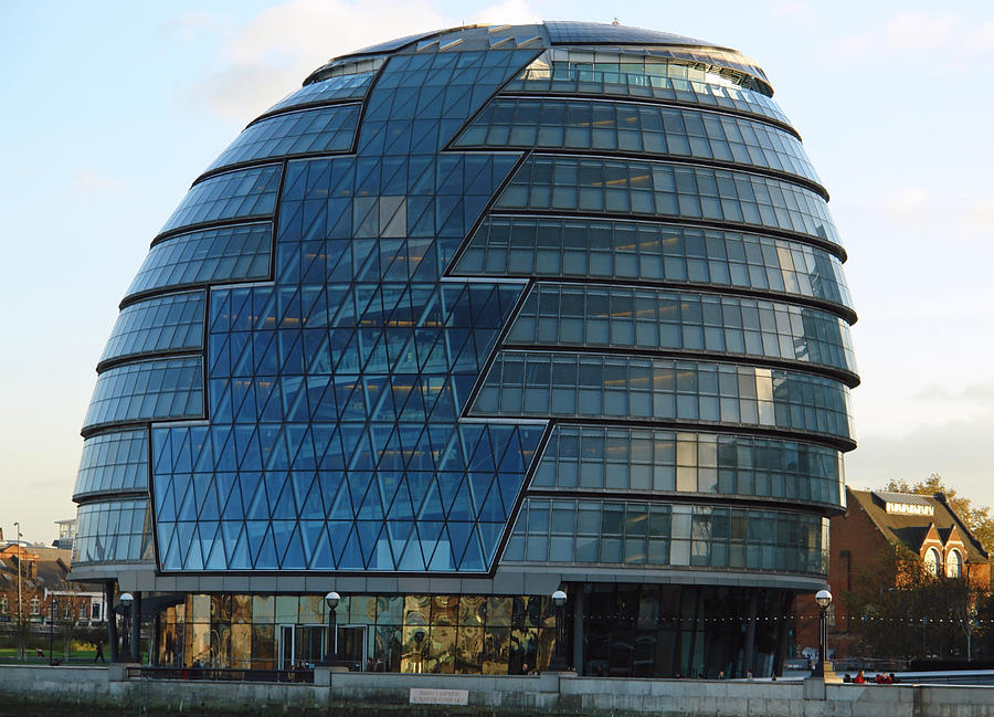 The imposing glass Greater London mayoral building on the banks of the Thames Photograph by Ashish Agarwal