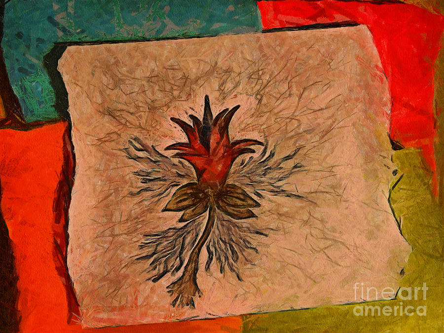 Abstract Mixed Media - The Invincible Flower by Keith Blanchet