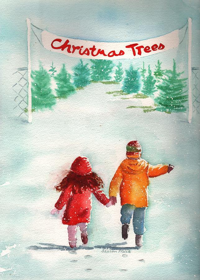 Landscape Painting - The Joy of Selecting a Christmas Tree by Sharon Mick