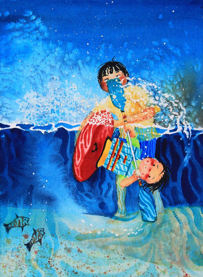 Storybook Illustration Painting - The Kayak Racer 9 by Hanne Lore Koehler