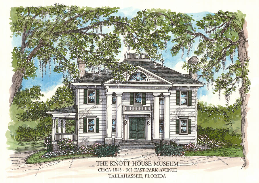 The Knott House Circa 1843 Drawing by Audrey Peaty