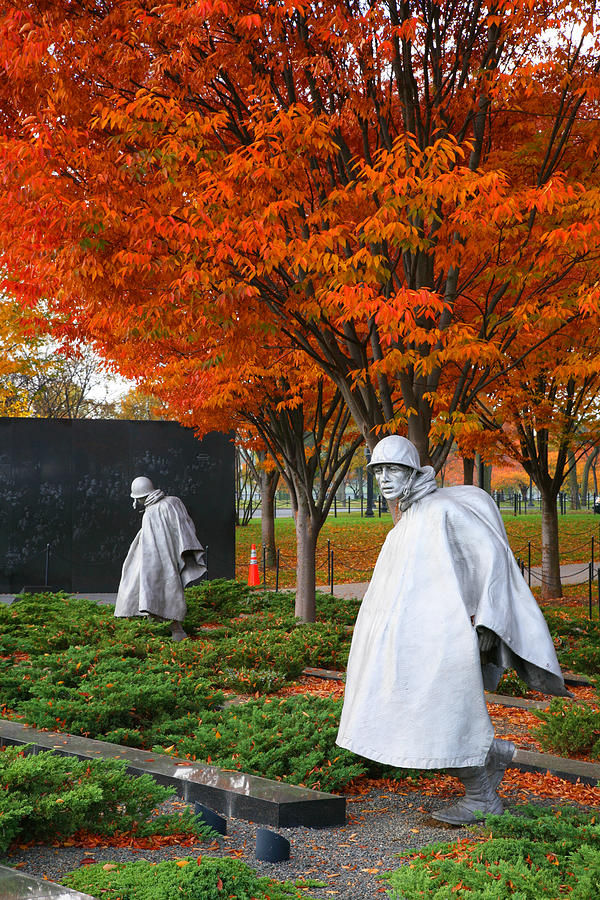 Fall Photograph - The Korean War Memorial in Autumn by Steven Ainsworth