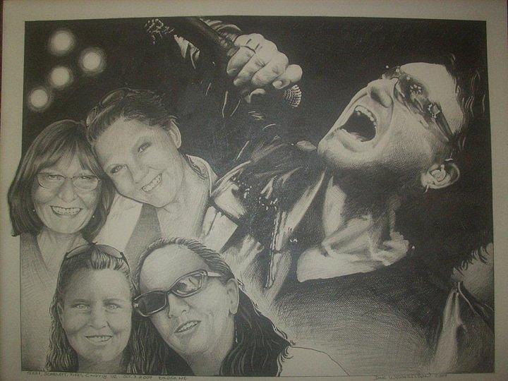 The Ladies at U2 Drawing by Douglas Wedderspoon