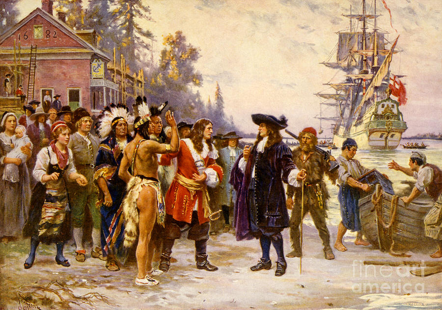 Philadelphia Photograph - The Landing Of William Penn, 1682 by Photo Researchers