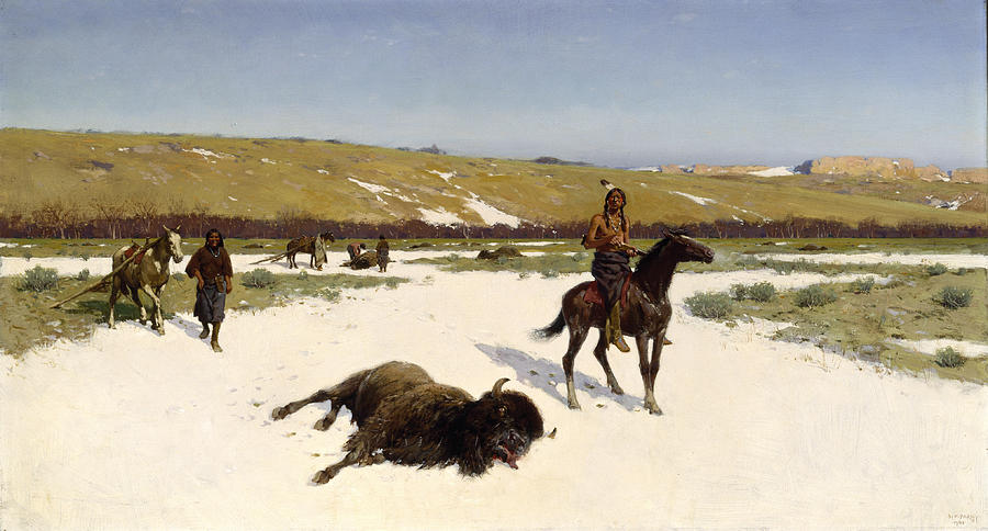 Native American Painting - The Last of the Herd by Henry Francois Farny