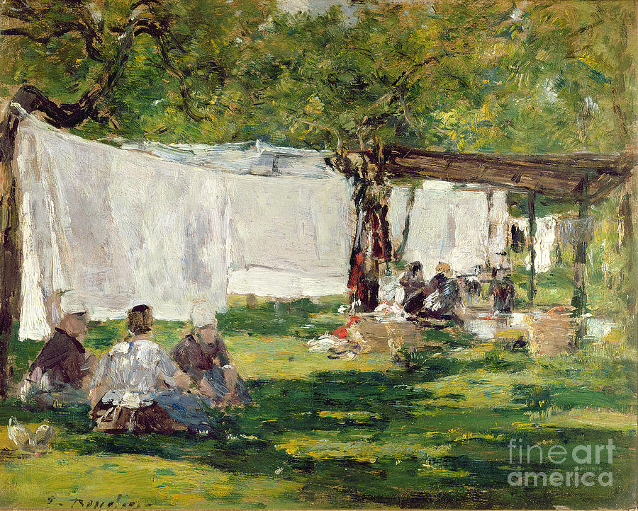 Tree Painting - The Laundry at Collise St Simeon  by Eugene Louis Boudin