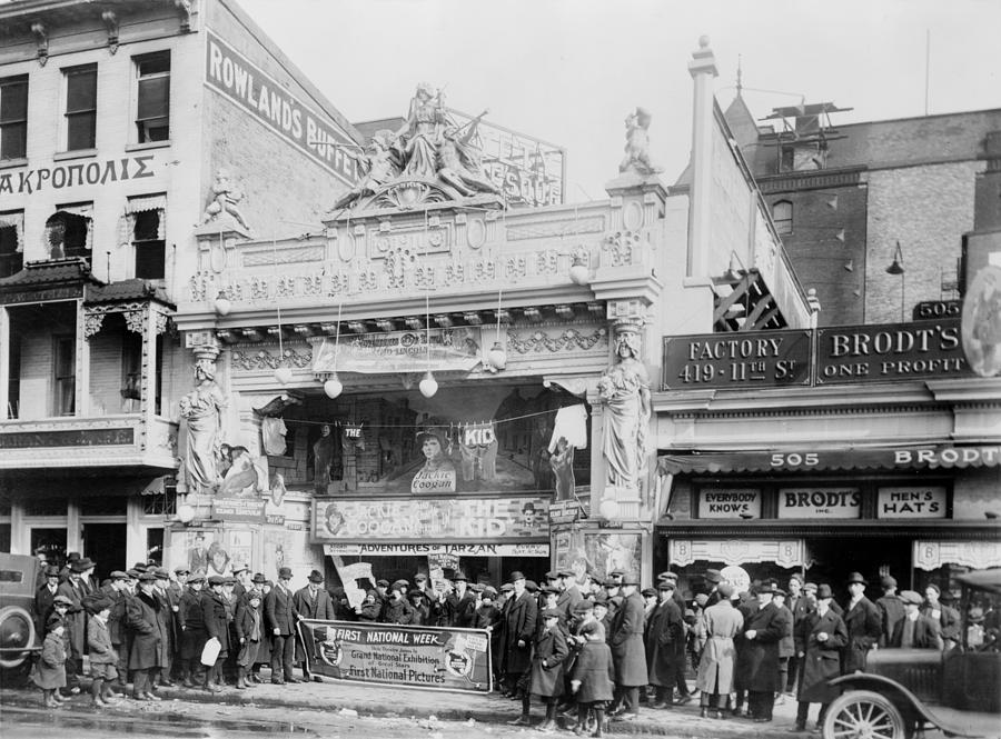 Black And White Photograph - The Leader Theater, Showing The Kid by Everett