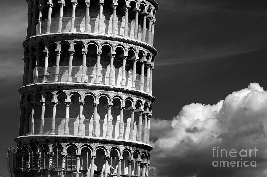 The Leaning Tower Of Pisa Bw Photograph By Mike Nellums - Pixels