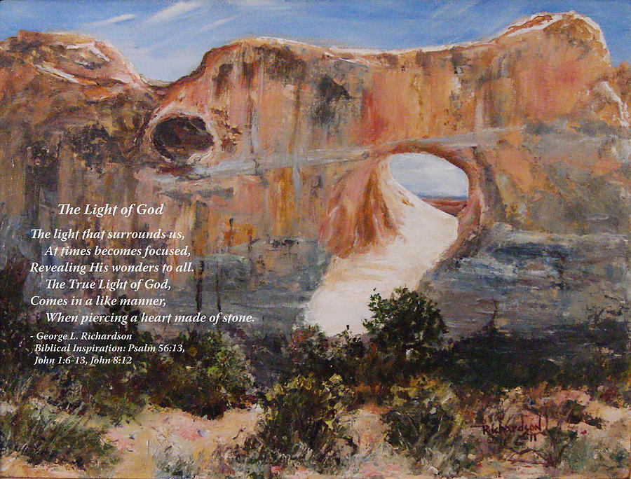 Arches National Park Painting - The Light of God with poem by George Richardson