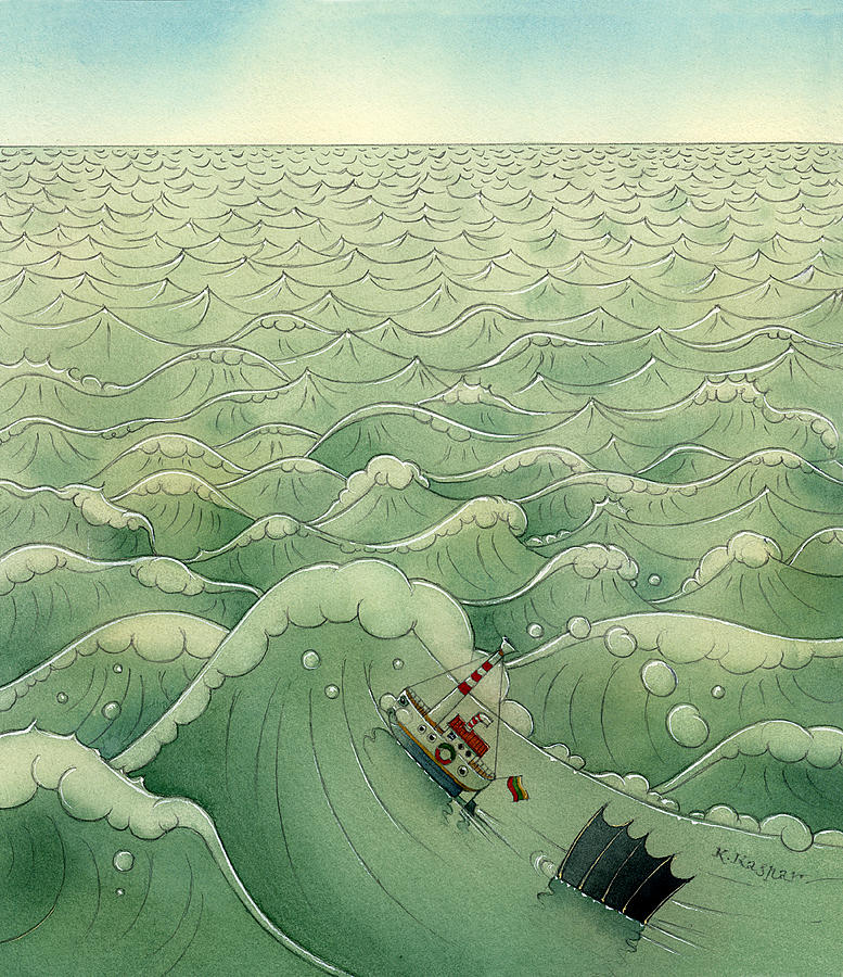 The Little Boat 02 Painting by Kestutis Kasparavicius