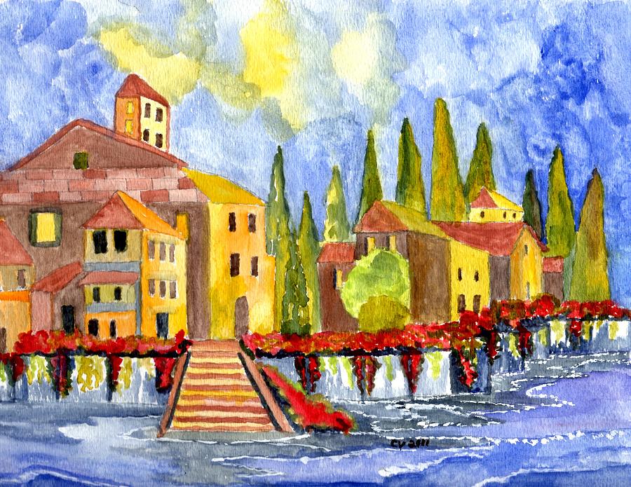 The little Village Painting by Connie Valasco