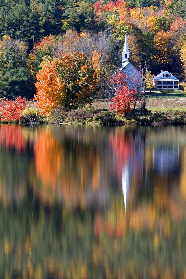 The Little White Church in Autumn Photograph by Larry Landolfi