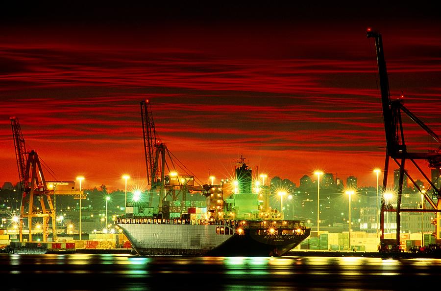 The Loading Docks Of Vancouver Port Seen At Sunset Photograph by David ...