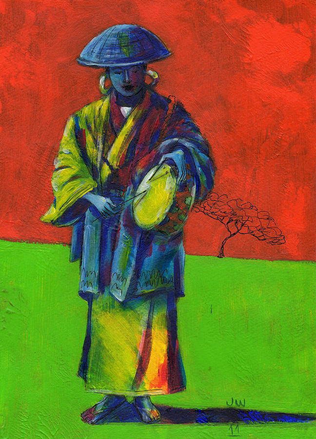 The lone drummer Painting by June Walker