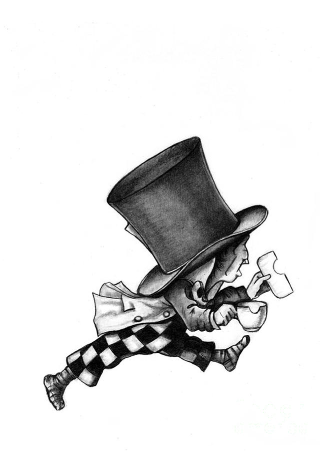The Mad Hatter No 2 Pencil Drawing Drawing by Debbie Engel