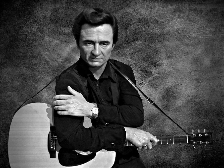 Johnny Cash Photograph - The Man in Black BW by David Dehner