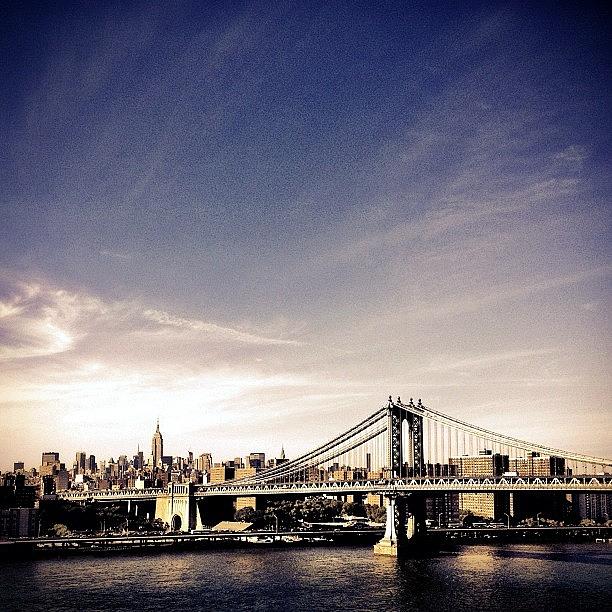 New York City Photograph - The Manhattan Bridge and New York City Skyline by Vivienne Gucwa
