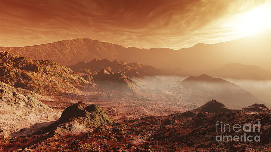 The Martian Sun Sets Over The High Digital Art by Steven Hobbs