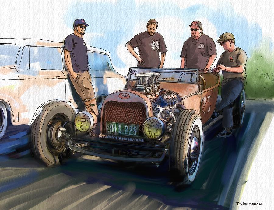Transportation Painting - The Mechanics by RG McMahon
