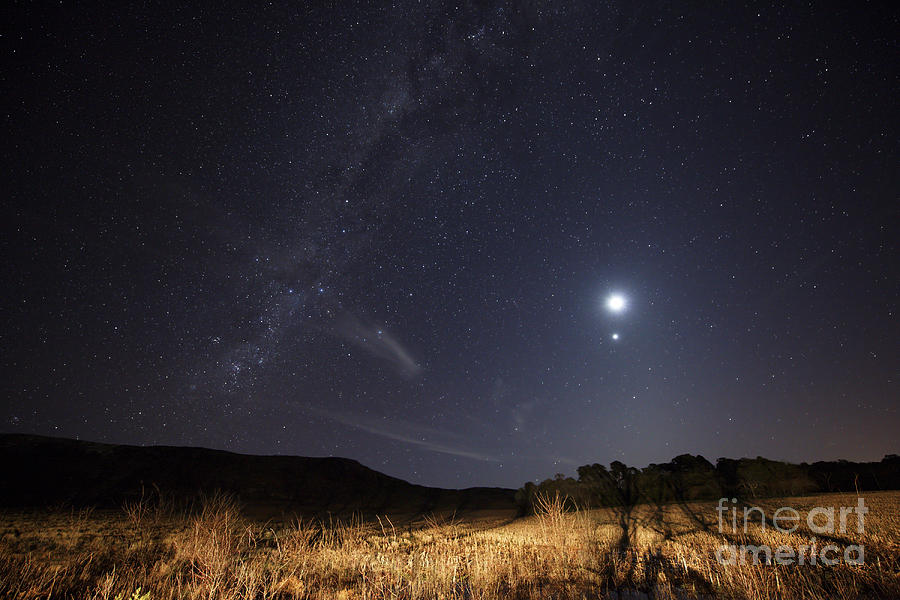 The Milky Way, The Moon, Venus Photograph