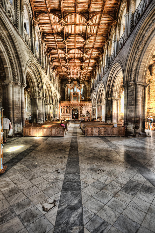 Architecture Photograph - The Nave at St Davids Cathedral 3 by Steve Purnell
