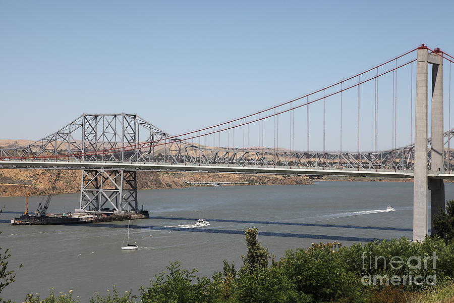The New Alfred Zampa Memorial Bridge and The Old Carquinez Bridge . 5D16734 Photograph by Wingsdomain Art and Photography