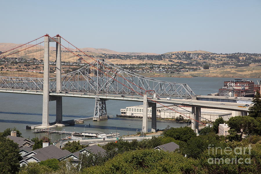 The New Alfred Zampa Memorial Bridge and The Old Carquinez Bridge . 5D16747 Photograph by Wingsdomain Art and Photography