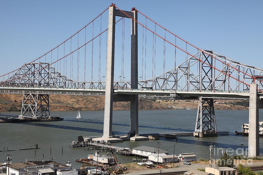 The New Alfred Zampa Memorial Bridge and The Old Carquinez Bridge . 5D16797 Photograph by Wingsdomain Art and Photography