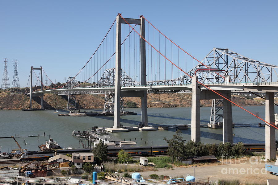 The New Alfred Zampa Memorial Bridge and The Old Carquinez Bridge . 5D16806 Photograph by Wingsdomain Art and Photography