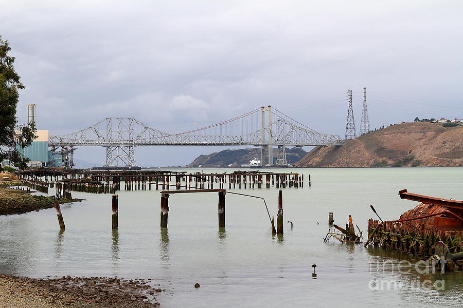 The New Alfred Zampa Memorial Bridge and The Old Carquinez Bridge . 7D8875 Photograph by Wingsdomain Art and Photography