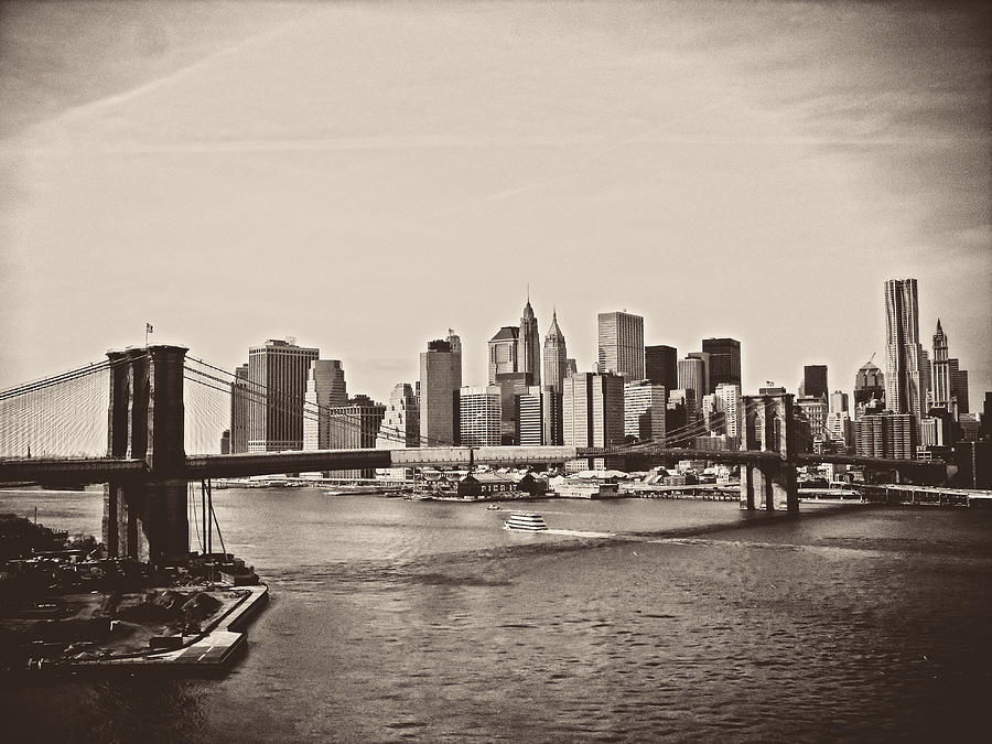 The New York City Skyline and the Brooklyn Bridge Photograph by Vivienne Gucwa