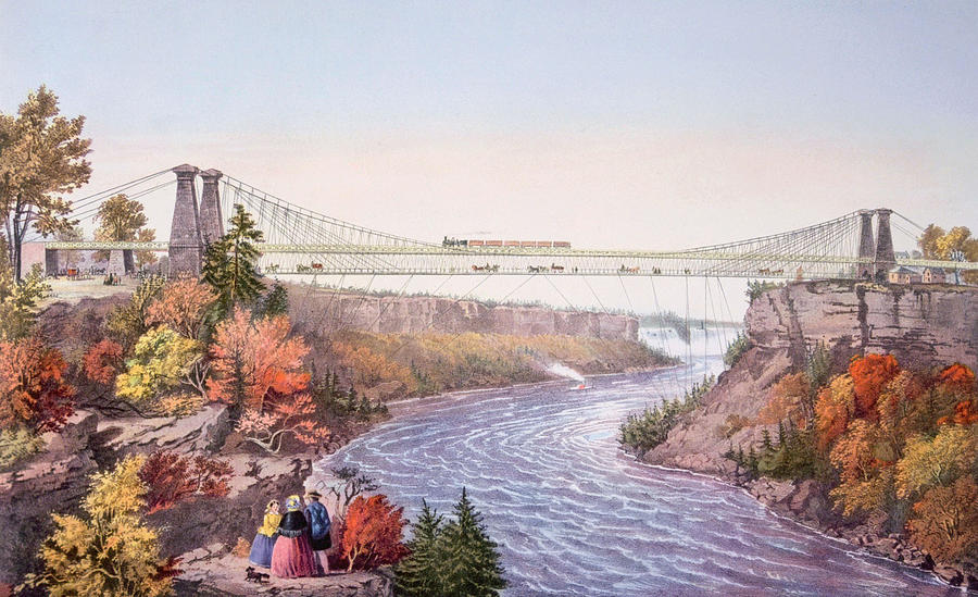 The Niagara Falls Suspension Bridge Photograph by Everett