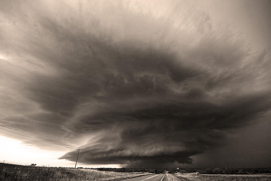 The Odell Supercell- Black And White Photograph