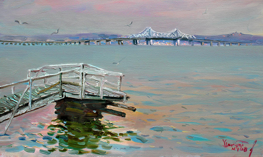 The Old Deck and Tappan Zee Bridge Painting by Ylli Haruni